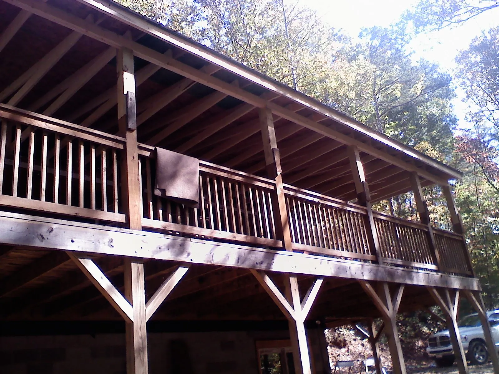 Timber framing under a new elevated porch and deck in Yazoo City